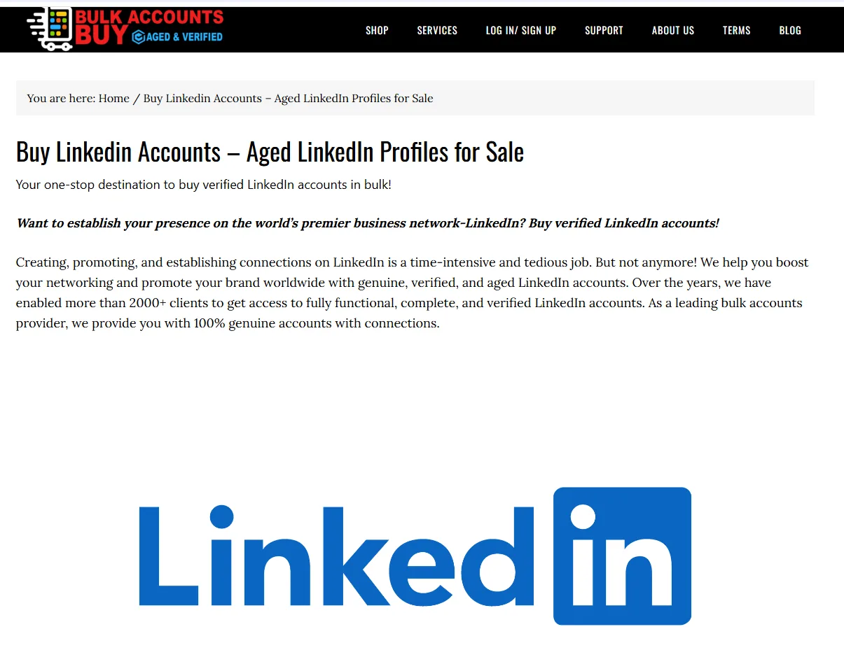 Bulk Accounts Buy website selling bulk LinkedIn account subscription packages